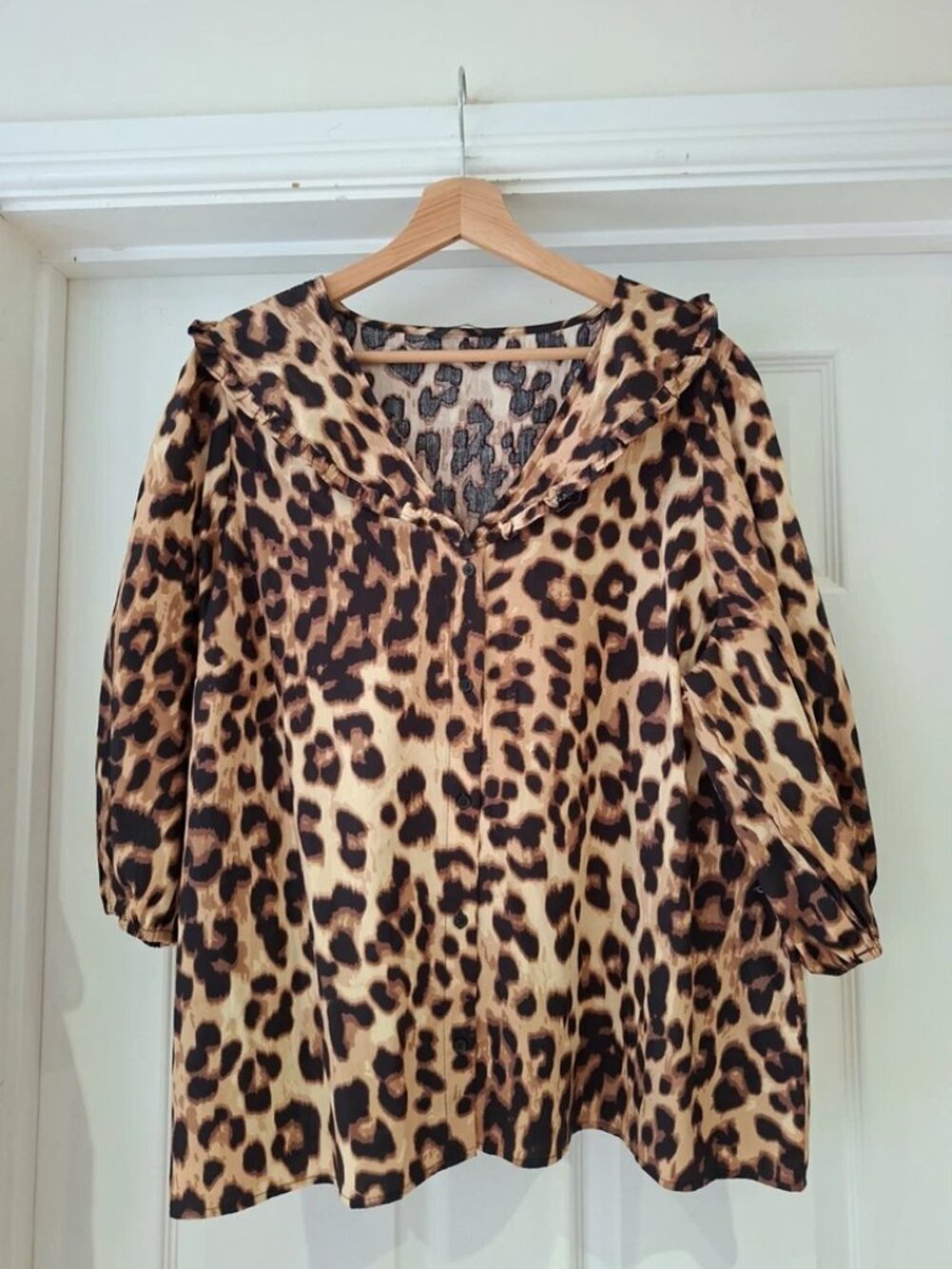 GEORGE Animal Print Blouse Black & Brown Short Sleeve Shirt Top UK Size 22
